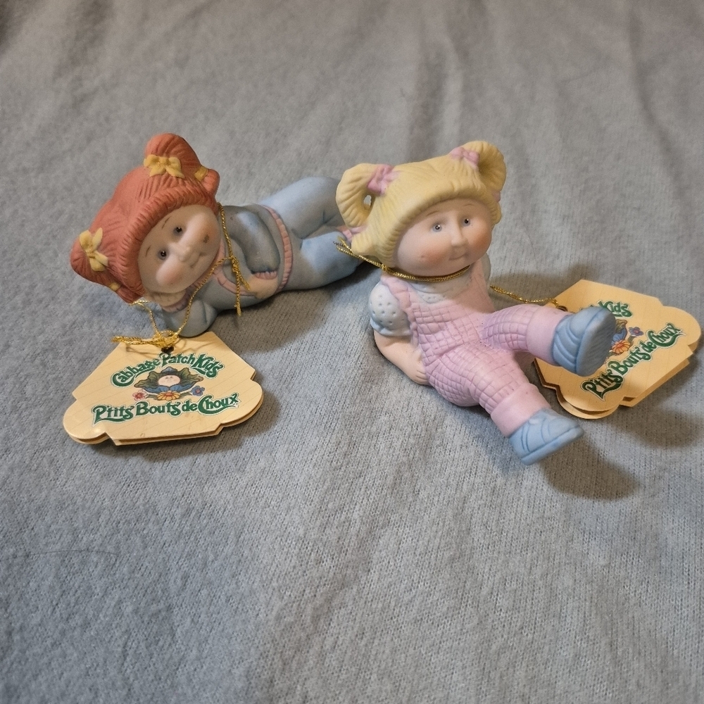 NWT Cabbage Patch Kids Figurines - Red and Yellow Hair Overalls Pinktales